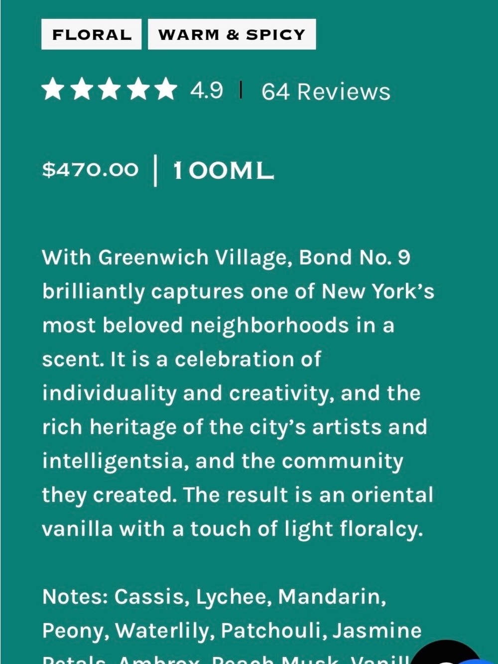 Bond No. 9 Greenwich Village Eau de Parfum - Teal & Gold Box. Brand new. - Picture 4 of 4